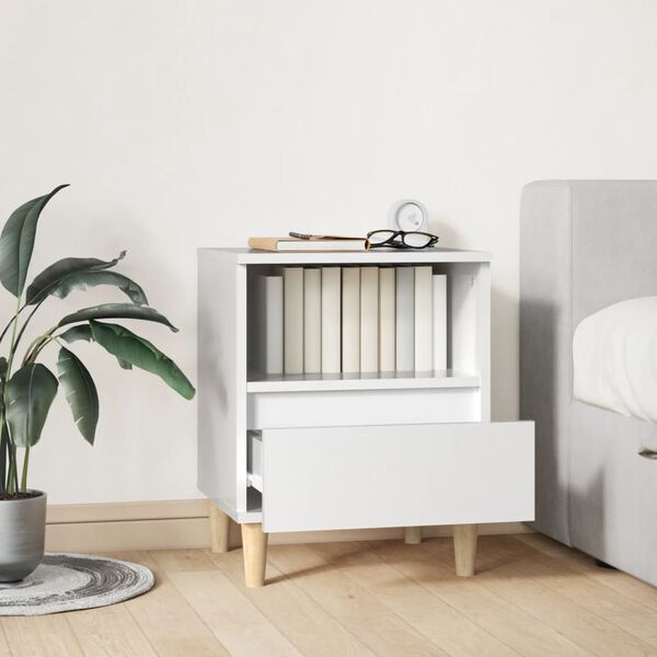 vidaXL Y&ouml;p&ouml;yt&auml; korkeakiilto valkoinen 40x35x50 cm