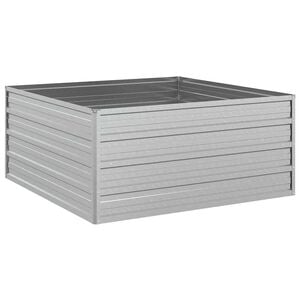 vidaXL Korotettu kukkalaatikko 100x100x45 cm galvanoitu ter&auml;s hopea