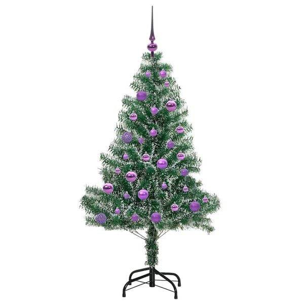 vidaXL Tekoinen joulukuusi lumiflockilla ja LED-valolla 150 cm