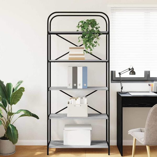 vidaXL Kirjahylly Harmaa Sonoma 80 x 30 x 183 cm Tekninen puu