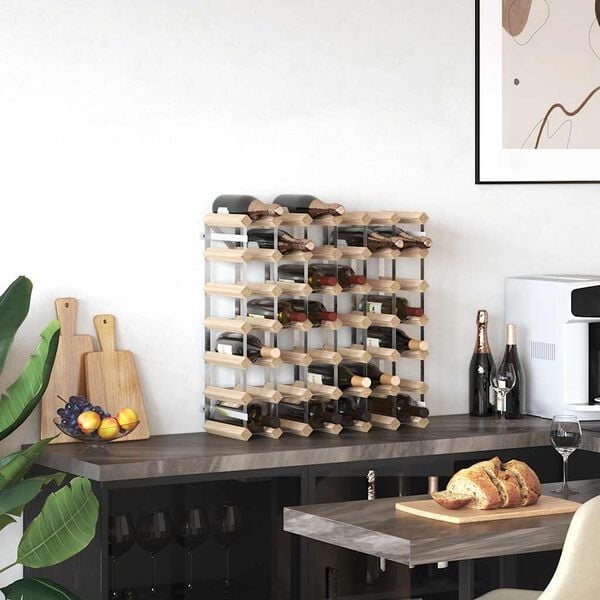 vidaXL Viinipulloteline 42 pullolle kierr&auml;tetty puu