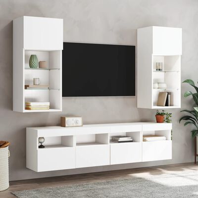 vidaXL TV-seinäkaappi LED-valoilla valkoinen 40x30x40 cm