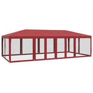 vidaXL Juhlateltta 12 mesh-sivusein&auml;ll&auml; Punainen 8x4 m HDPE
