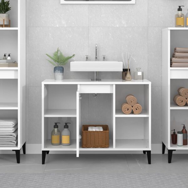 vidaXL Pesuallaskaappi korkeakiilto valkoinen 80x33x60 cm tekninen puu