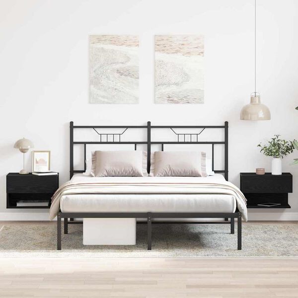 vidaXL Yöpöytäkaappi 2 pcs Musta tammi 46 x 29.5 x 30 cm Tekninen puu