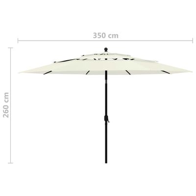 vidaXL 3-tasoinen aurinkovarjo alumiinitanko hiekka 3,5 m