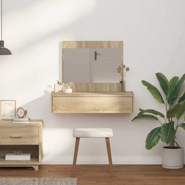 vidaXL Meikkipöytä laatikon kanssa Ruskea 83 x 40 x 70 cm Tekninen puu