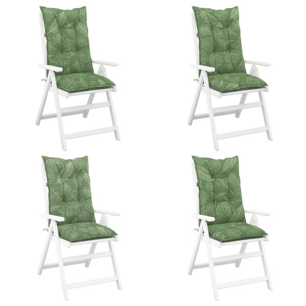 vidaXL Ulkotuolin tyynyt 4 kpl lehtikuvio 120x50x7 cm kangas