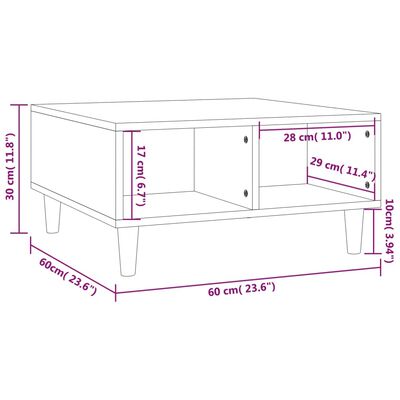 vidaXL Sohvapöytä harmaa Sonoma 60x60x30 cm lastulevy