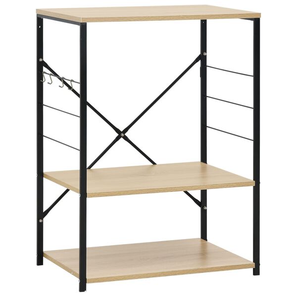 vidaXL Mikroaaltouunikaappi musta/tammi 60x39,6x79,5 cm tekninen puu