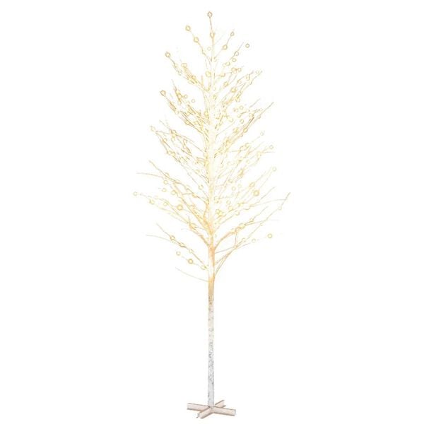 vidaXL Valkoinen LED-koivu lämmin valkoinen 672 LED-valoa 400 cm