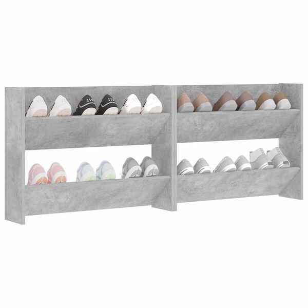 vidaXL Sein&auml;kenk&auml;kaapit 2 kpl betoninharmaa 80x18x60 cm lastulevy