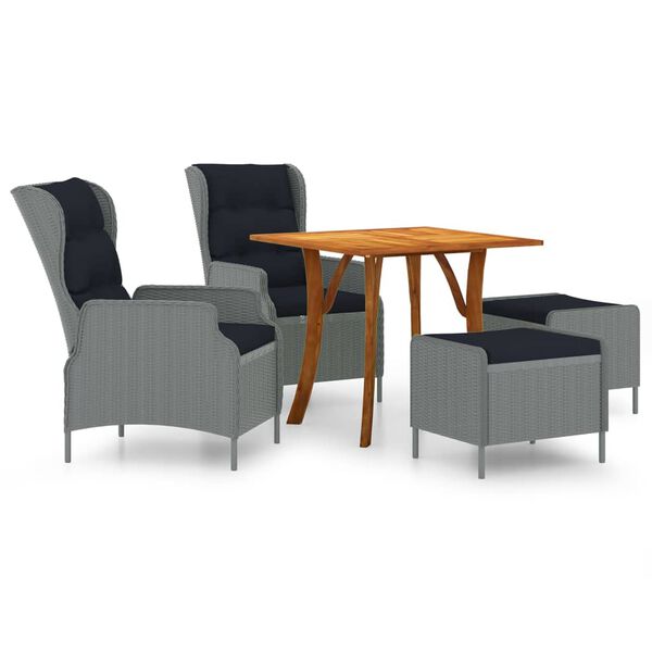 vidaXL 5-osainen Ulkoruokailuryhm&auml; vaaleanharmaa