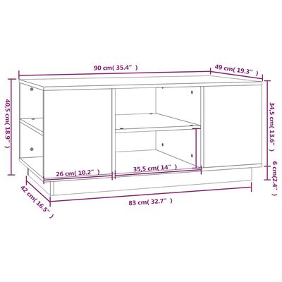 vidaXL Sohvapöytä harmaa 90x49x40,5 cm täysi mänty