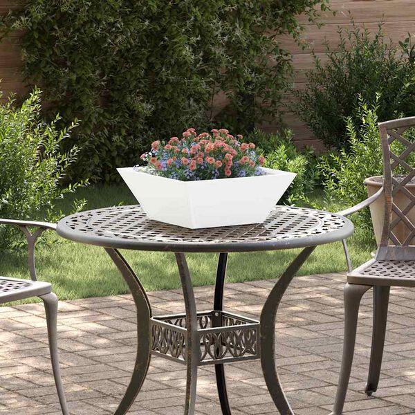 vidaXL Puutarha ruukku Valkoinen 40 x 40 x 15 cm Kylm&auml;valssattu ter&auml;s