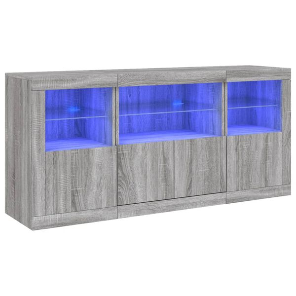 vidaXL Senkki LED-valoilla harmaa Sonoma 142,5x37x67 cm