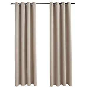 vidaXL Pimennysverhot metallirenkailla 2 kpl beige 140x175 cm