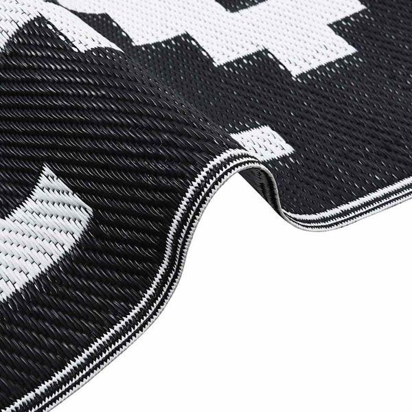 vidaXL Ulkokäyttöön tarkoitettu matto ARAKIL Valkoinen ja musta