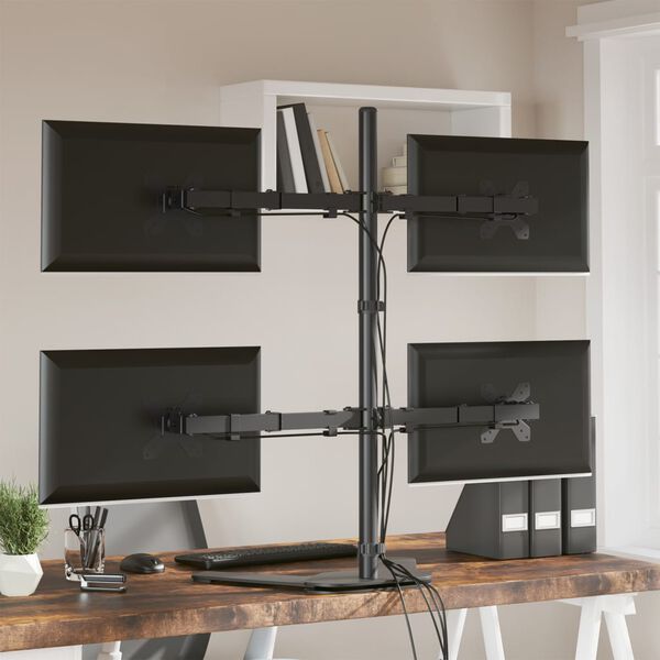 vidaXL N&auml;ytt&ouml;teline musta ter&auml;s VESA 75/100 mm