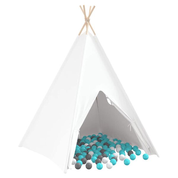 vidaXL Teepee-teltta Valkoinen 120 x 120 x 150 cm Kangas & Muovi