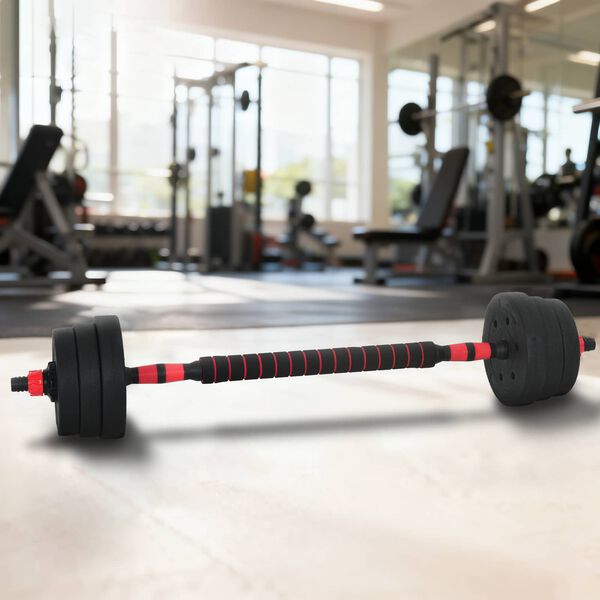 vidaXL 2-in-1 K&auml;sipainosetti Musta ja punainen 121 x 19,5 x 19,5 cm