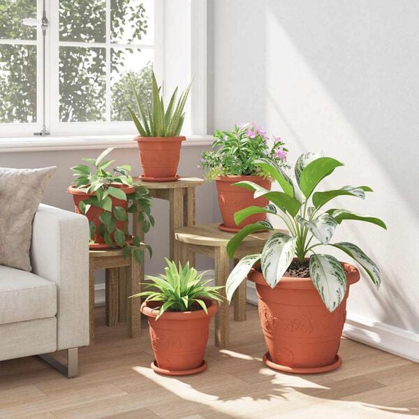 vidaXL Py&ouml;re&auml; kukkatarjotin 24 pcs Tiilenpunainen &Oslash; 14 x 2 cm Muovi