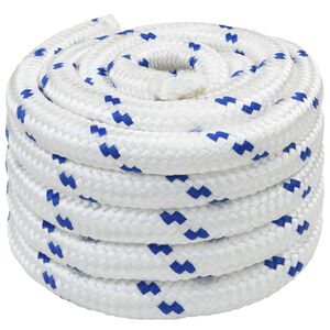 vidaXL Monik&auml;ytt&ouml;inen k&ouml;ysi 40 mm 25 m Valkoinen ja sininen PP