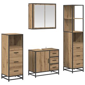 vidaXL Kylpyhuonekalustesetti ovella 4 pcs Artisan tammi Tekninen puu