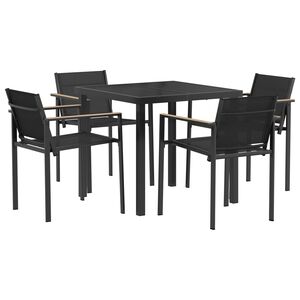 vidaXL Ulkokalusteet Setti 5 pcs Musta ja antrasiitti 80 x 80 x 73 cm