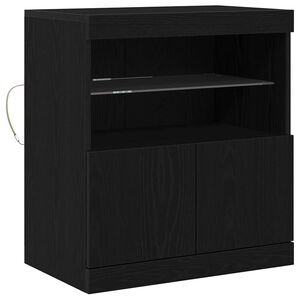 vidaXL LED-p&ouml;yt&auml;taso Musta 60,5 x 37 x 67 cm Tekninen puu