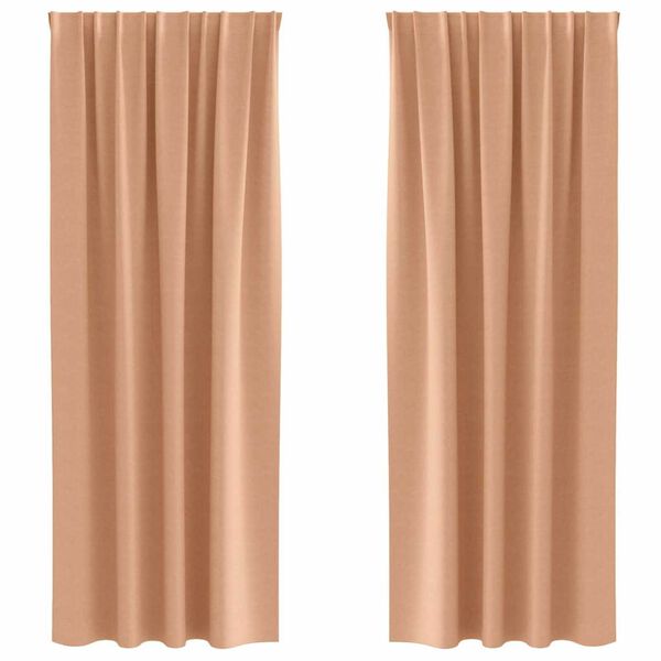 vidaXL Piment&auml;v&auml; verho renkailla 2 pcs Vaaleanruskea 245 x 140 cm