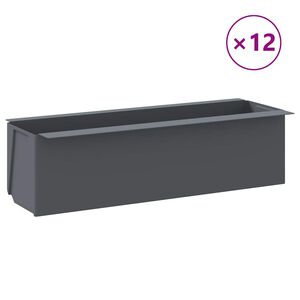 vidaXL Kukkalaatikot eurolavoille 12 kpl harmaa 36x13,5x9,5 cm PP
