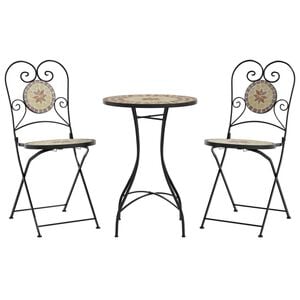 vidaXL Mosaiikkibistrop&ouml;yt&auml;sarja terrakotta/valk. rauta ja keramiikka