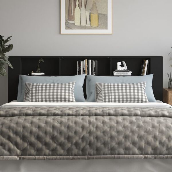 vidaXL Sängynpääty säilytystilalla musta 220x18,5x104,5 cm