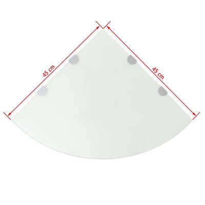 vidaXL Kulmahylly kromisilla kiinnikkeillä Valkoinen lasi 45x45 cm