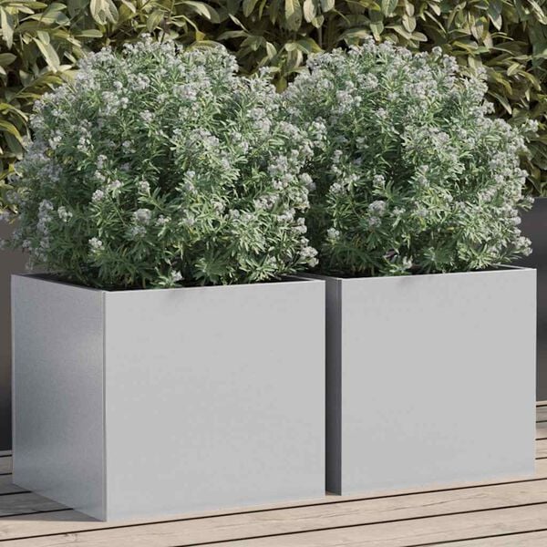 vidaXL Kukkalaatikot 2 kpl hopea 32x30x29 cm galvanoitu ter&auml;s