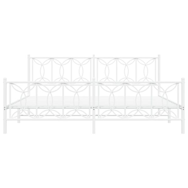 vidaXL Metallinen s&auml;ngynrunko p&auml;&auml;dyill&auml; valkoinen 200x200 cm