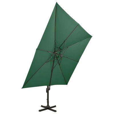 vidaXL Riippuva aurinkovarjo tuplakatolla vihreä 300x300 cm