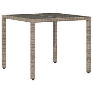 vidaXL Puutarhap&ouml;yt&auml; lasilevyll&auml; harmaa 90x90x75 cm polyrottinki