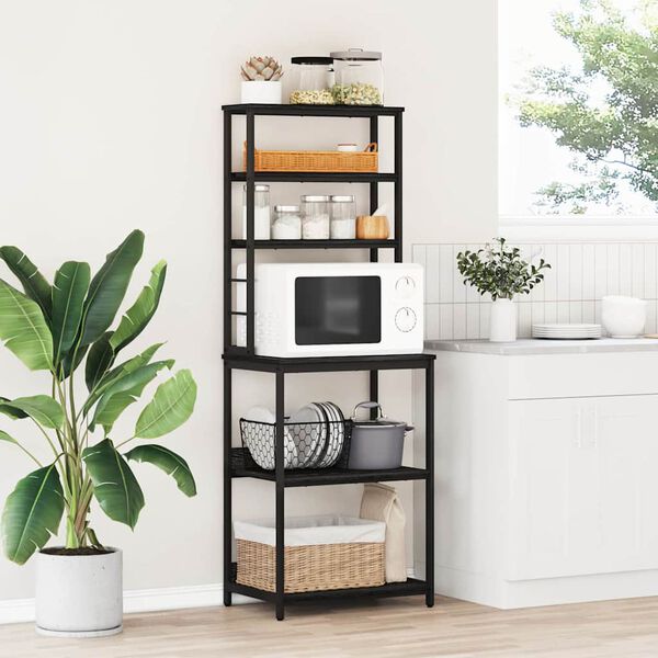 vidaXL Keitti&ouml;hylly Musta tammi. 60 x 40 x 168 cm Tekninen puu