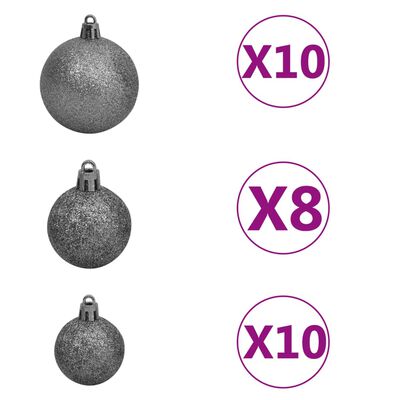 vidaXL Joulukuusi esivalaistu palloilla ja kävyillä 210 cm