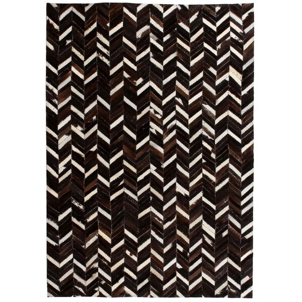 vidaXL Matto aitoa nahkaa tilkkuty&ouml; 80x150 cm chevron musta/valkoinen