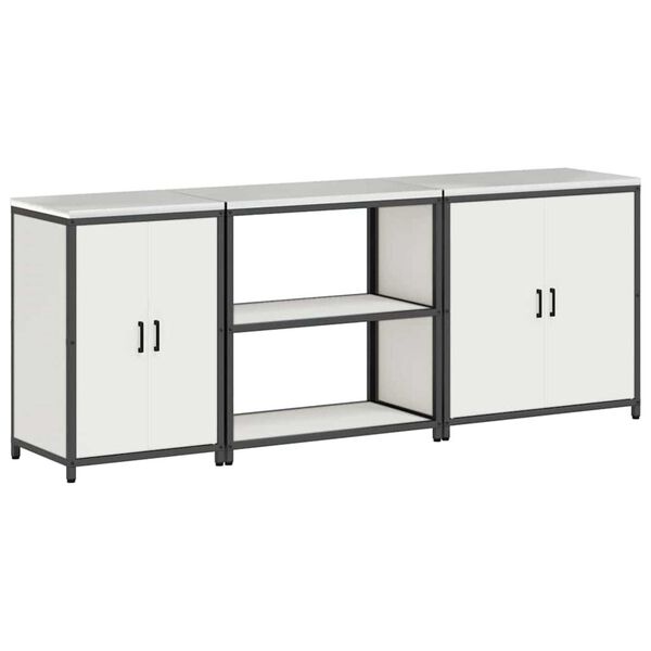 vidaXL Keitti&ouml;n s&auml;ilytyssarja hyllyll&auml; Muut 3 pcs Valkoinen Ter&auml;s