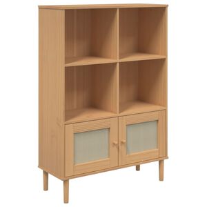 vidaXL Kirjahylly SENJA rottinkityyli ruskea 90x35x130 cm t&auml;ysi m&auml;nty