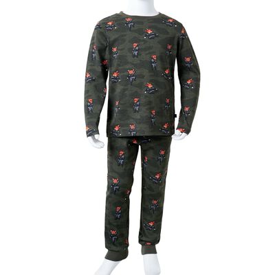 Lasten pitkähihainen pyjama khaki 140