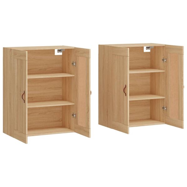 vidaXL Sein&auml;kiinnitett&auml;v&auml;t kaapit 2 kpl Sonoma-tammi tekninen puu