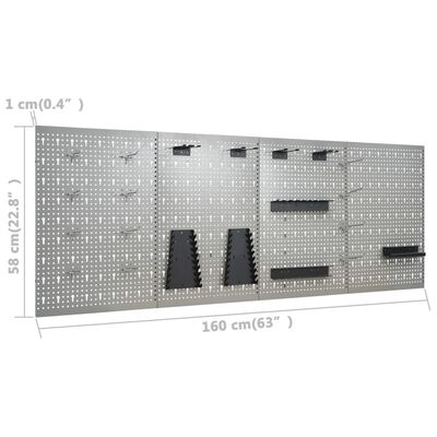 vidaXL Seinään kiinnitettävät työkalutaulut 4 kpl 40x58 cm teräs