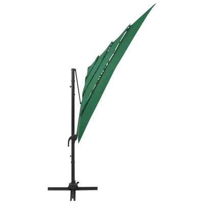 vidaXL 4-tasoinen aurinkovarjo alumiinitanko vihreä 250x250 cm