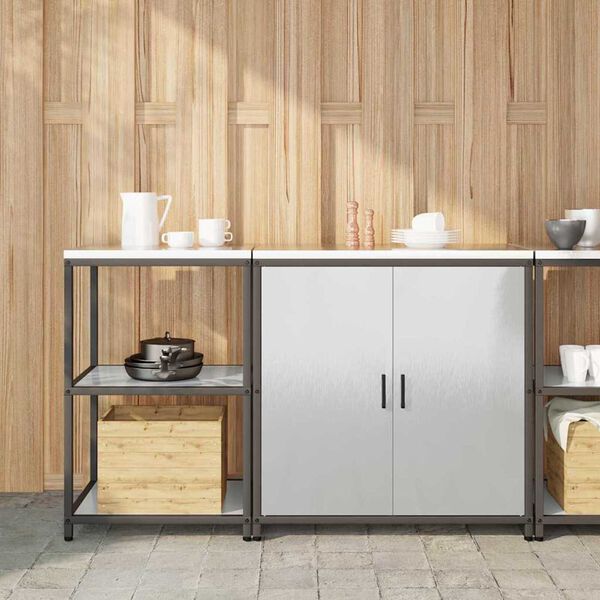 vidaXL Keittiön säilytyssarja hyllyllä Säädettävä 2 pcs Hopea Teräs