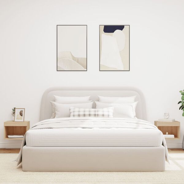 vidaXL Yöpöydät LED-valoilla seinäkiinnitettävät 2 kpl Sonoma-tammi